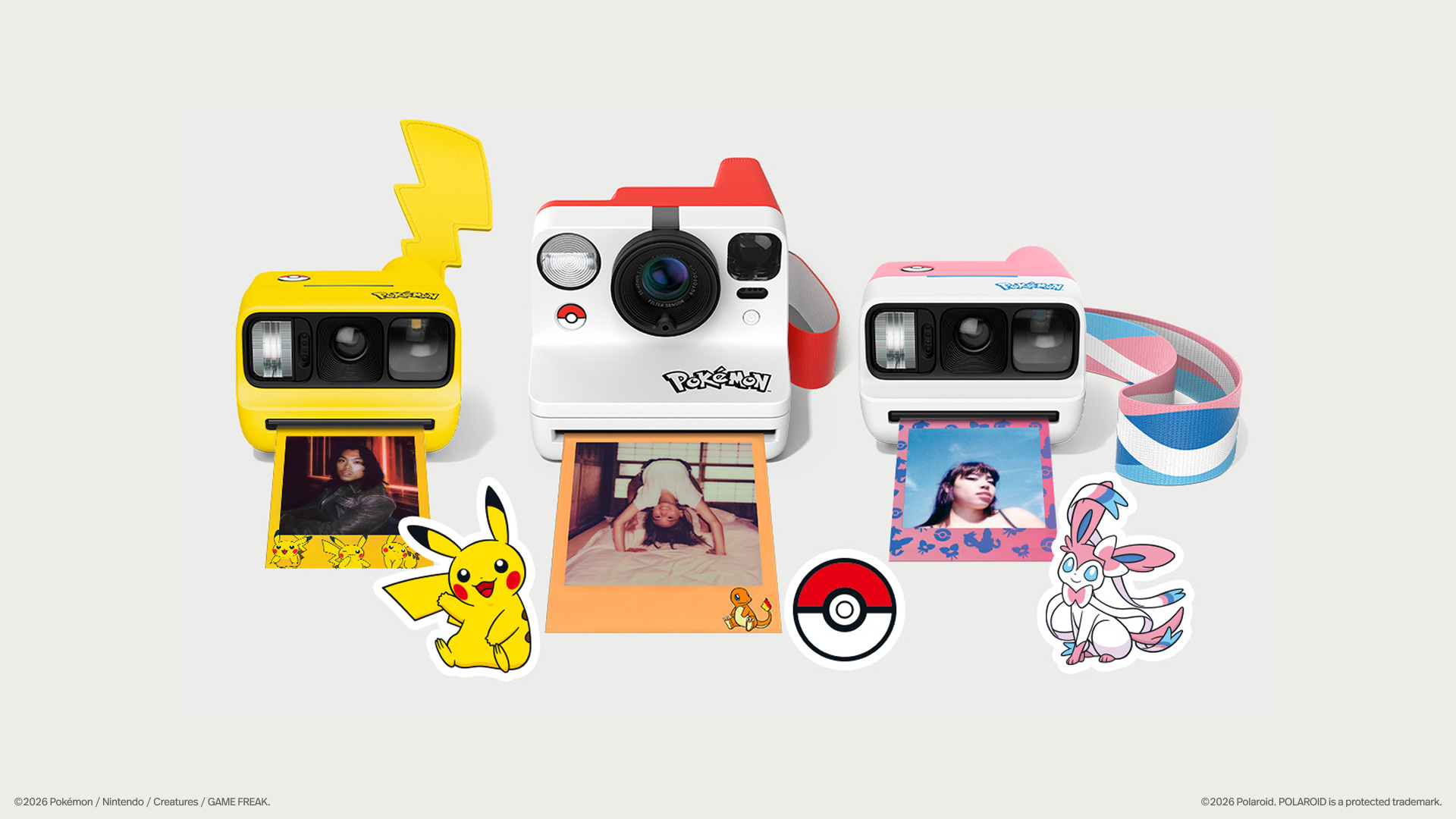 Polaroid Now Generation 3 Poké Ball Edition instant camera in red and white Poké Ball design